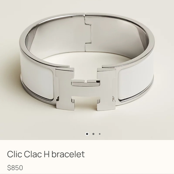 White Hermes Clic Clac H bracelet Wide GM silver